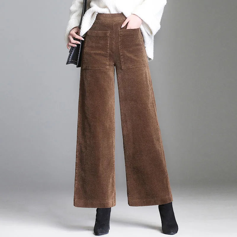 Pantalon large en velours côtelé femme – Coupe flared élégante & matière douce