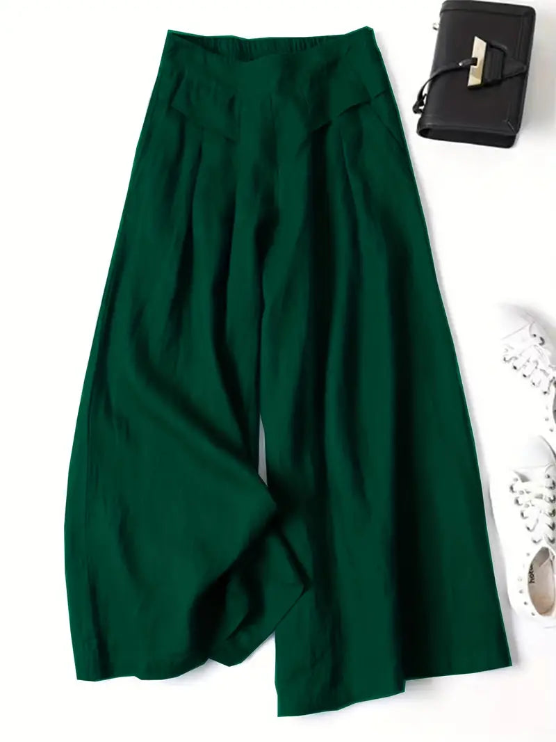 Pantalon palazzo lin 100 % — taille haute fluide & jambe large estivale