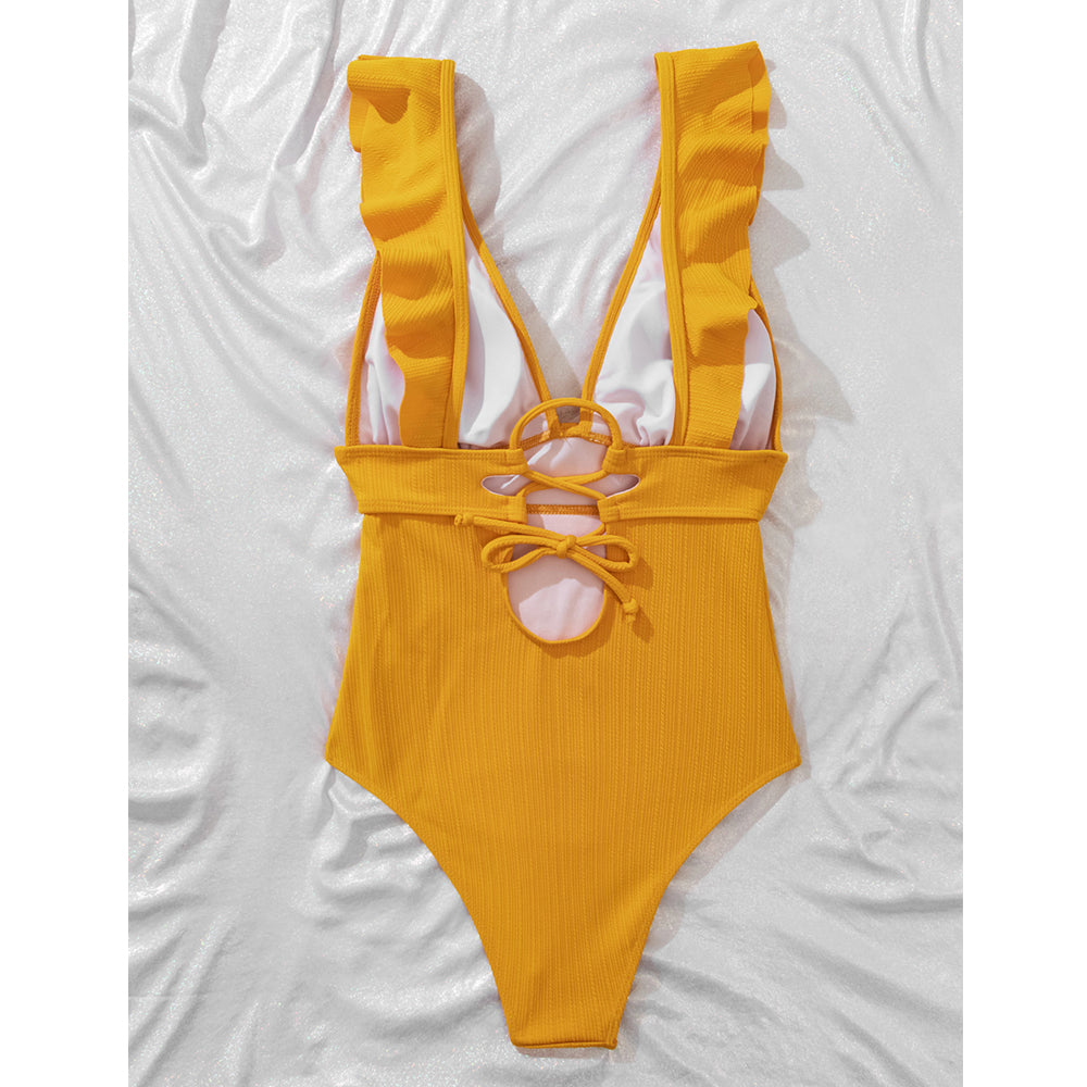 Maillot de bain femme Boho Vardi Dante – Une-pièce sexy avec col V et dos noué