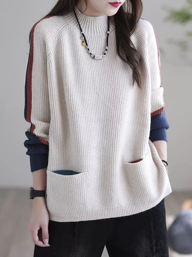 Livia pull femme oversize | Tricot doux avec poches | Confort d’automne chic
