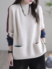 Livia pull femme oversize | Tricot doux avec poches | Confort d’automne chic
