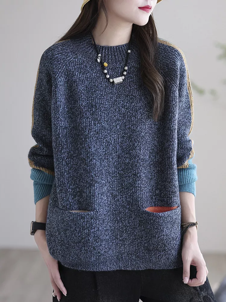 Livia pull femme oversize | Tricot doux avec poches | Confort d’automne chic