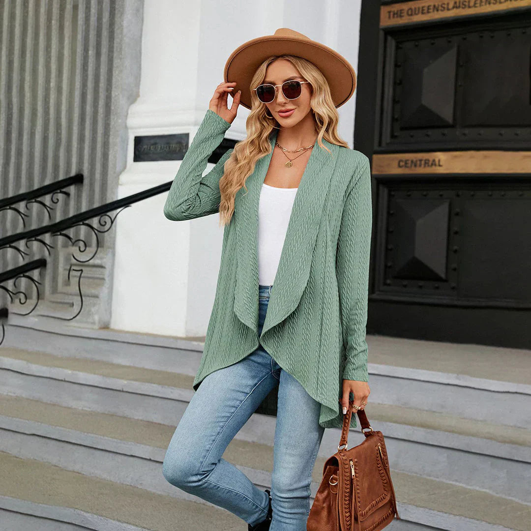 Gilet femme Aurora – Cardigan léger à coupe ouverte pour superpositions d’automne