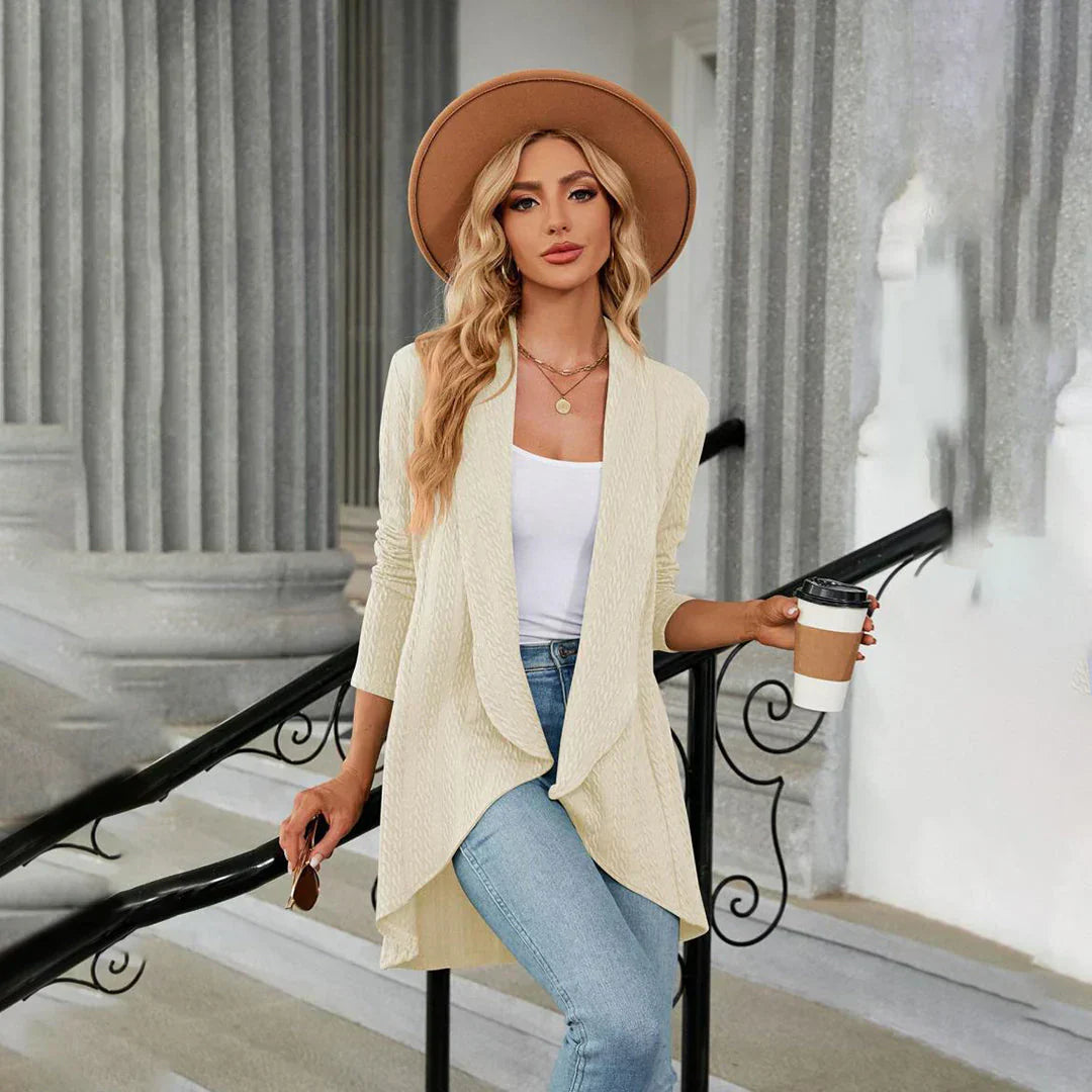 Gilet femme Aurora – Cardigan léger à coupe ouverte pour superpositions d’automne
