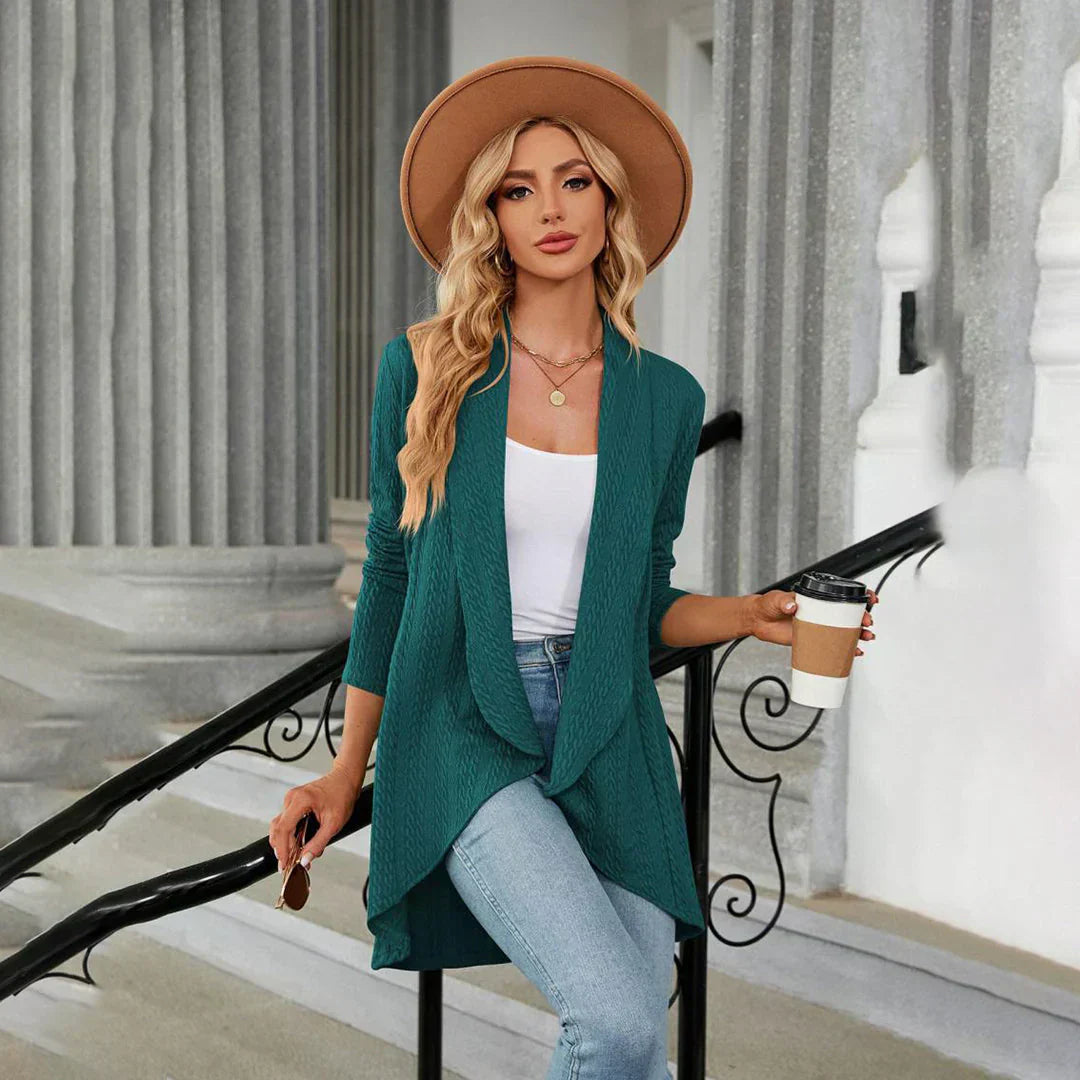 Gilet femme Aurora – Cardigan léger à coupe ouverte pour superpositions d’automne