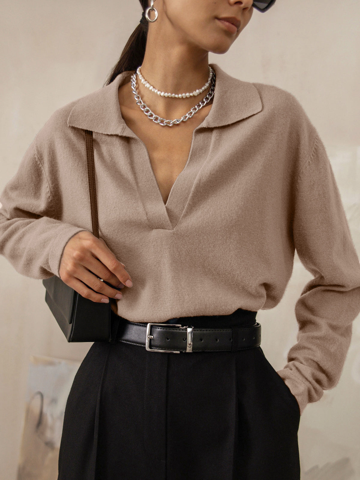 Pull oversize hiver col montant épais – Maille cocoon & style tendance chaud