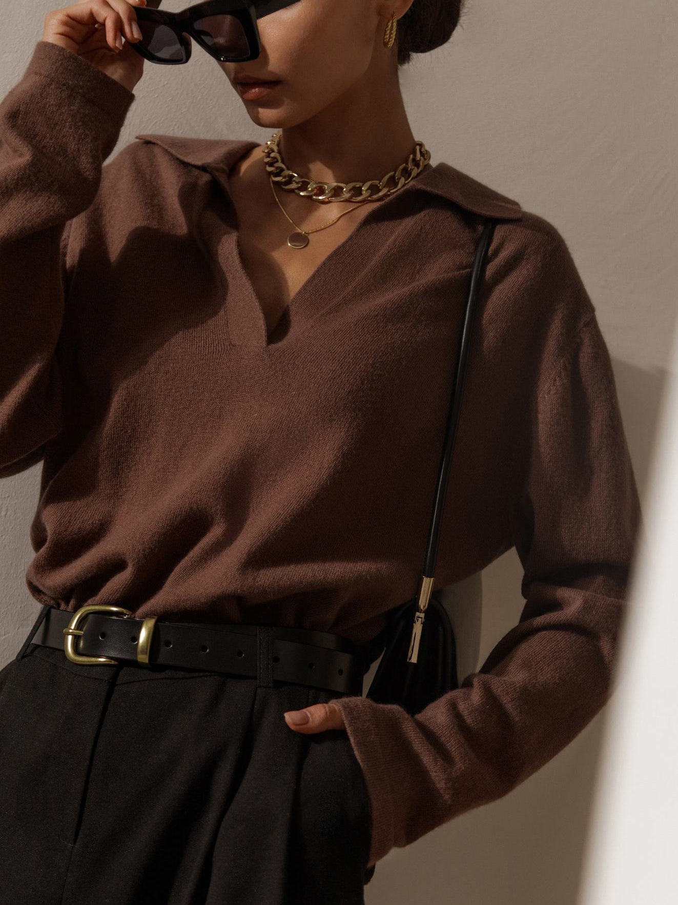 Pull oversize hiver col montant épais – Maille cocoon & style tendance chaud