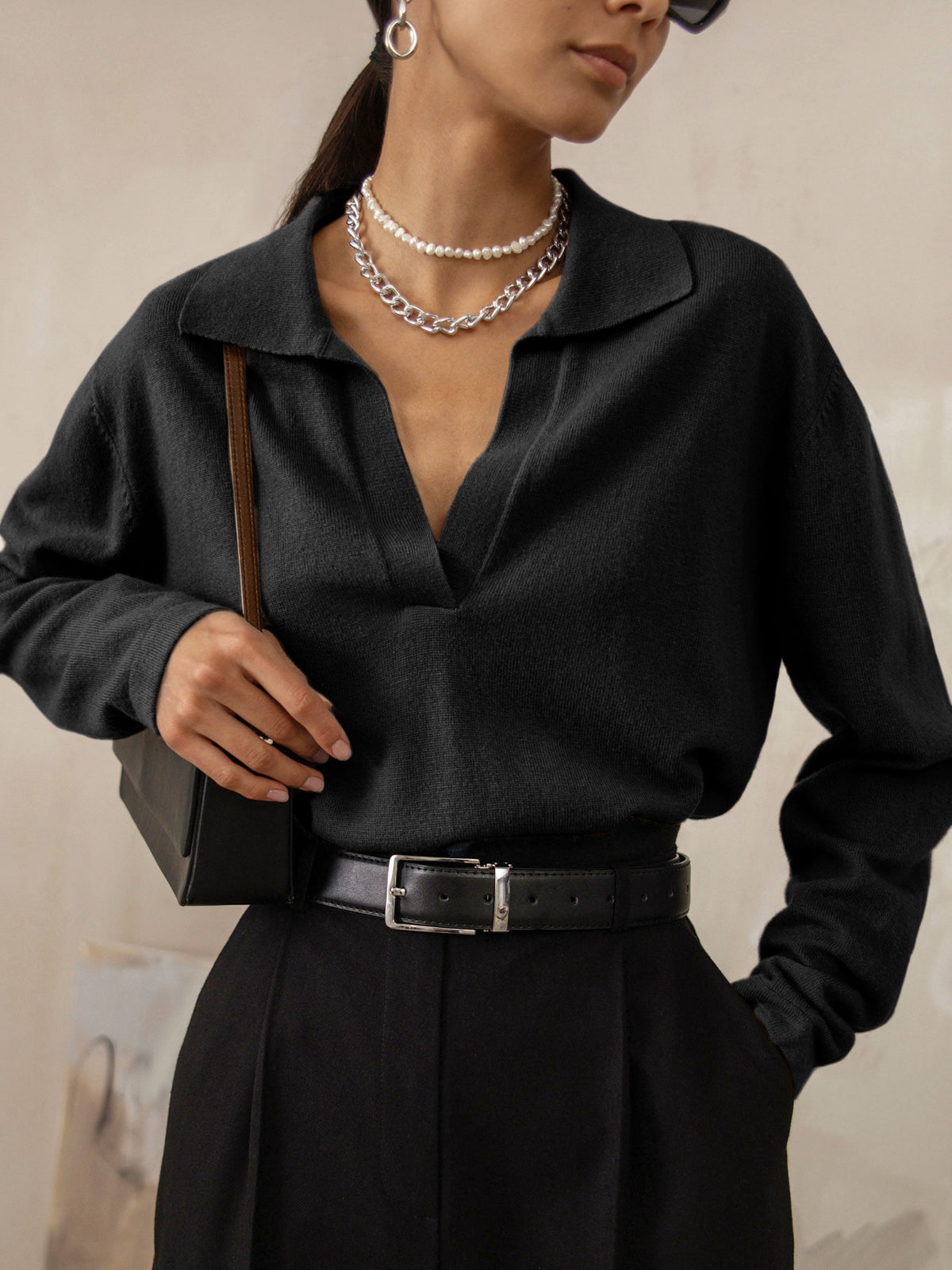 Pull oversize hiver col montant épais – Maille cocoon & style tendance chaud