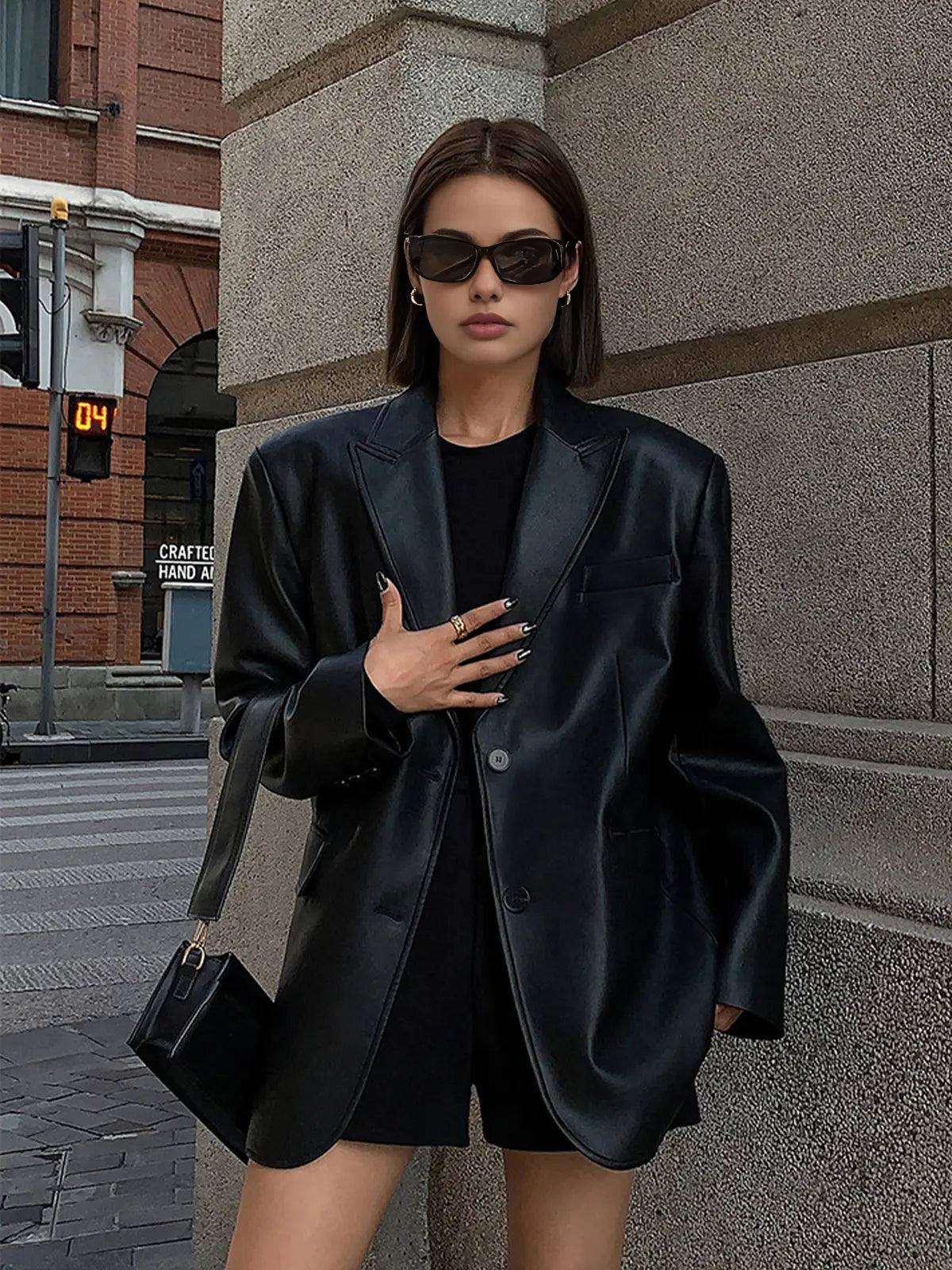 Blazer cuir Sarah femme – veste en cuir luxe avec poches & détails raffinés