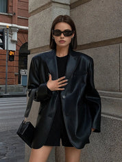 Blazer cuir Sarah femme – veste en cuir luxe avec poches & détails raffinés