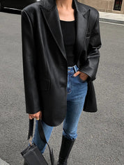 Blazer cuir Sarah femme – veste en cuir luxe avec poches & détails raffinés