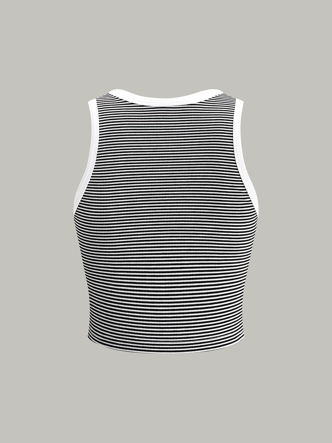 Débardeur court femme à rayures noir et blanc – style sport chic