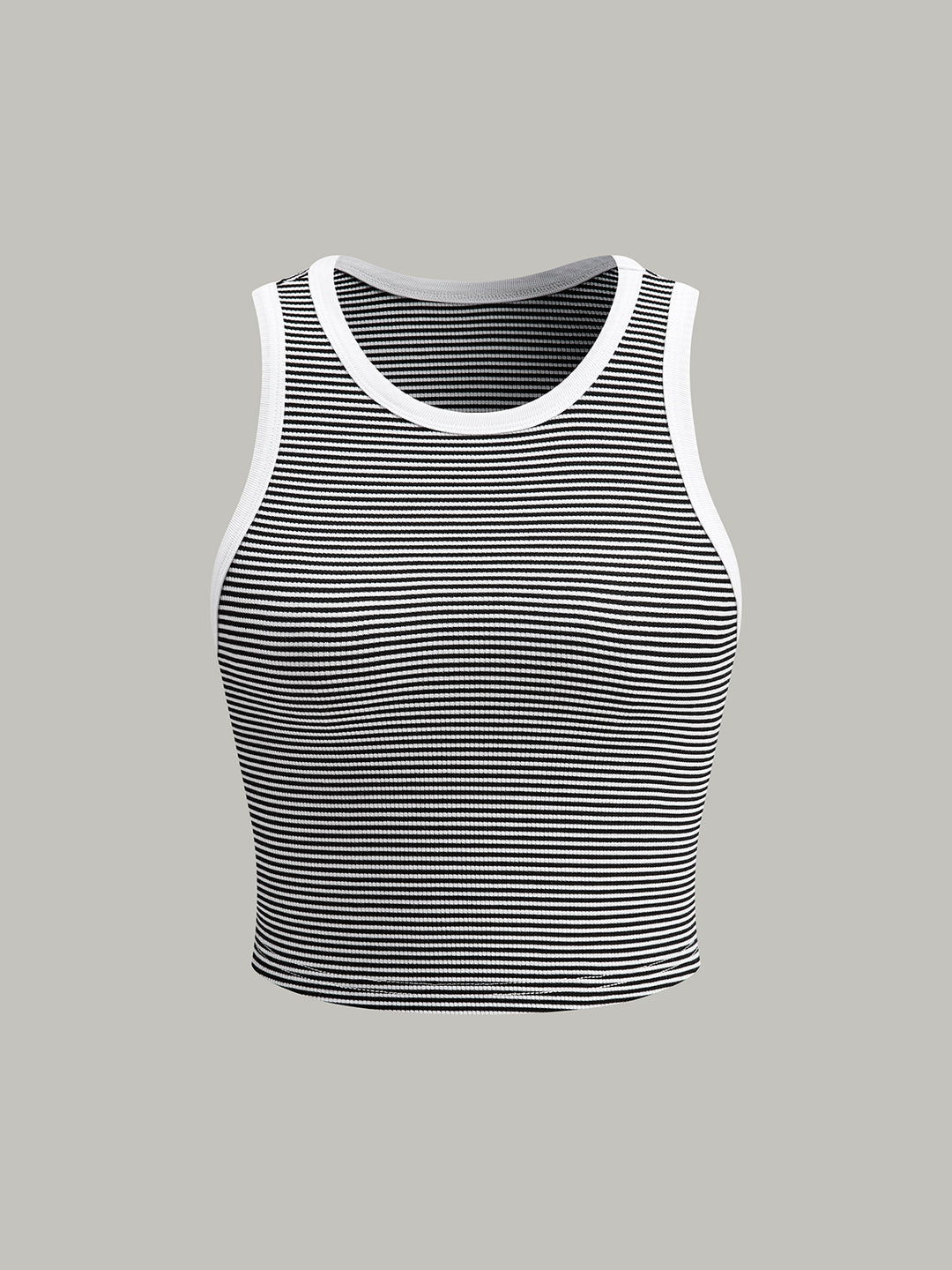 Débardeur court femme à rayures noir et blanc – style sport chic
