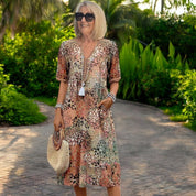 Robe d’été midi femme – Coupe fluide avec manches courtes et poches