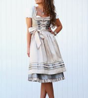 Robe d’été femme grise – Mahalia, élégante robe midi classique & chic