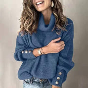 Pull col roulé léger femme Tila – Doux avec détails élégants aux manches