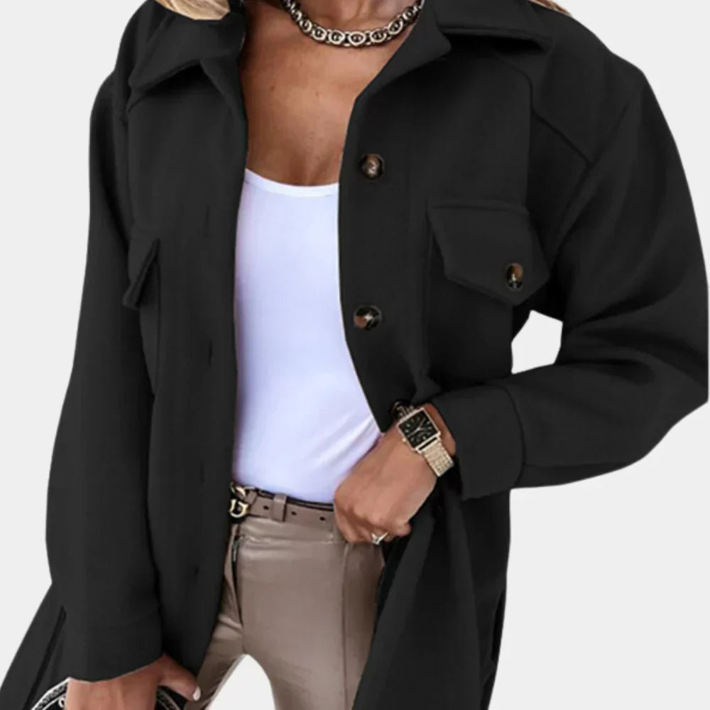 Veste longue femme Emilia ceinturée – Élégance slim pour automne-hiver