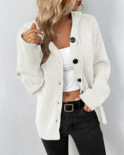 Gilet femme casual à capuche en maille douce – Coupe confortable & cordon