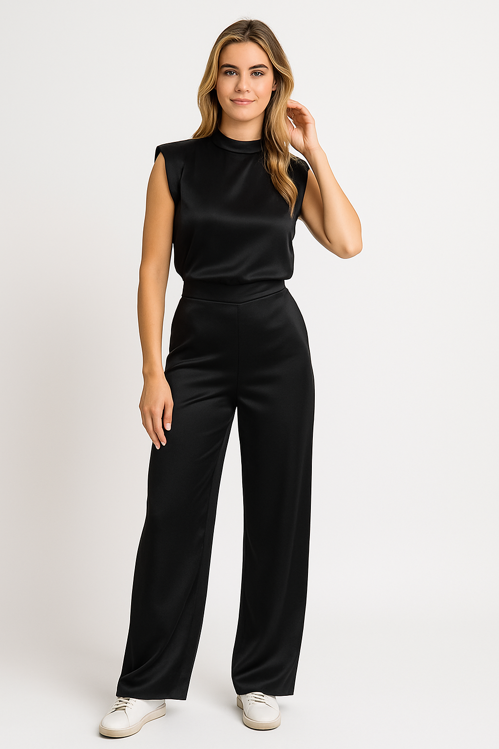 Combinaison femme satinée – Chic avec jambes larges, dos nu & coupe élégante | Jules Jij