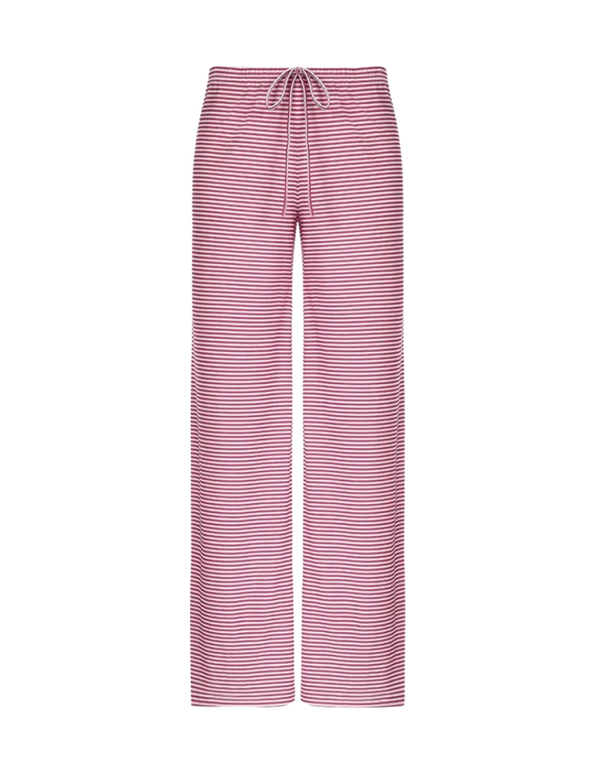 Pantalon femme rayé coupe droite – Taille ajustable & style décontracté chic