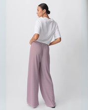 Pantalon femme rayé coupe droite – Taille ajustable & style décontracté chic