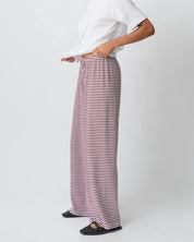 Pantalon femme rayé coupe droite – Taille ajustable & style décontracté chic