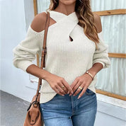 Pull Femme Col Goutte d’Eau – Maille Douce, Design Croisé & Élégance Moderne