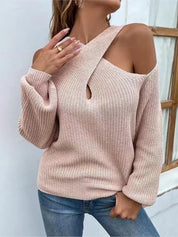 Pull Femme Col Goutte d’Eau – Maille Douce, Design Croisé & Élégance Moderne