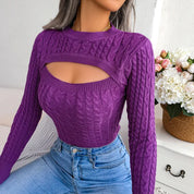 Pull Femme Col Rond à Manches Longues – Maille Douce, Style Chic & Confortable