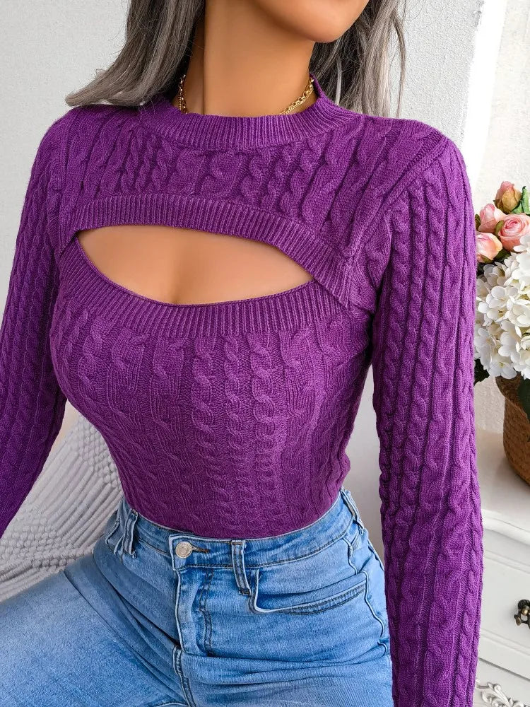 Pull Femme Col Rond à Manches Longues – Maille Douce, Style Chic & Confortable