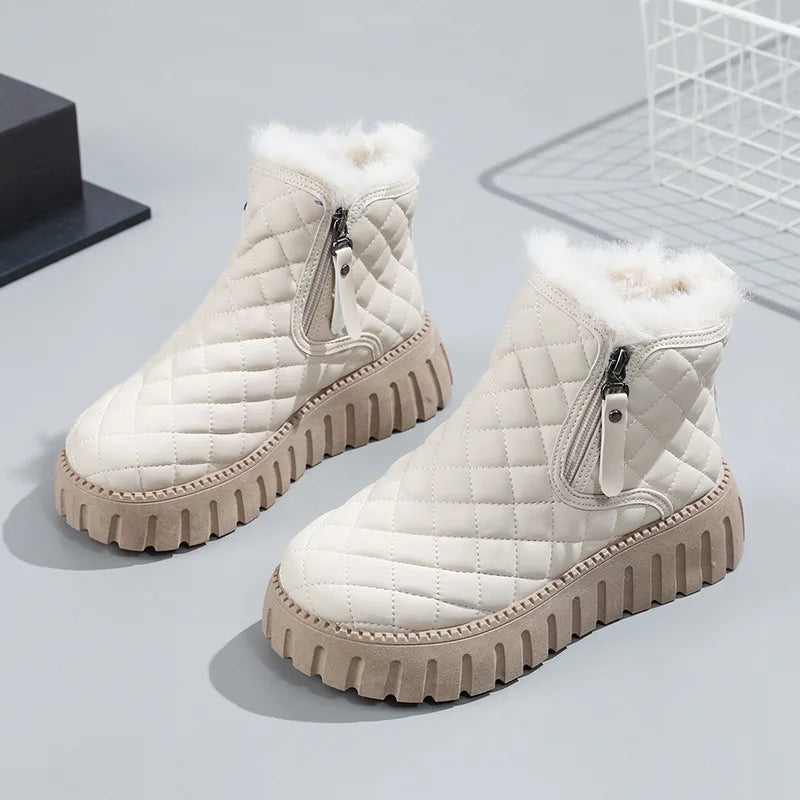 Bottes d’hiver femme – bottes chaudes à doublure fourrure & zip pratique