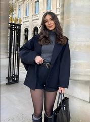 Manteau Femme ZOË – Veste Oversize Hiver en Laine Beige ou Noire
