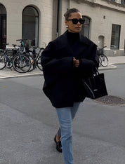 Manteau Femme ZOË – Veste Oversize Hiver en Laine Beige ou Noire