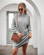 Pull long Lilia oversize col montant & manches extra-longues hiver cosy