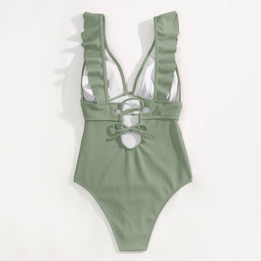 Maillot de bain femme Boho Vardi Dante – Une-pièce sexy avec col V et dos noué