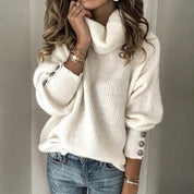 Pull col roulé léger femme Tila – Doux avec détails élégants aux manches