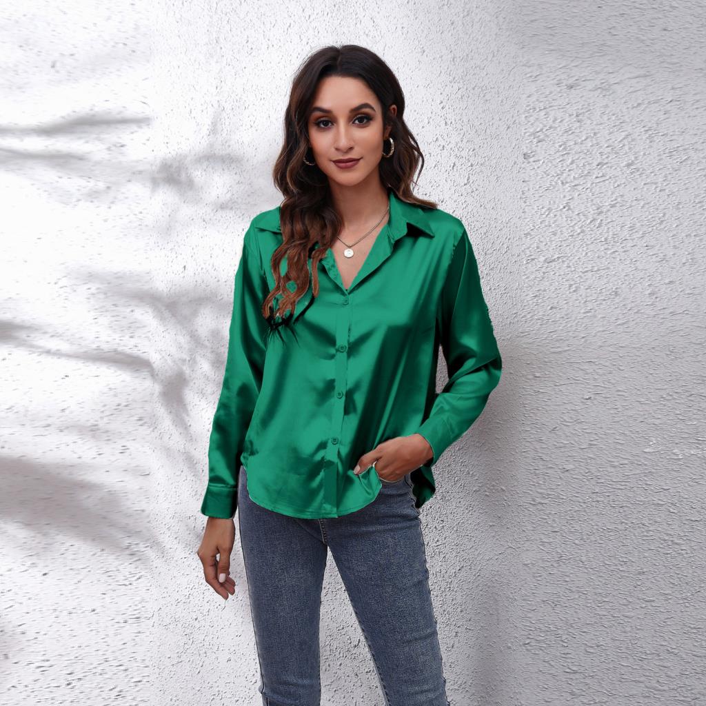 Blouse satinée Shila élégante – Top fluide chic pour femmes estivales
