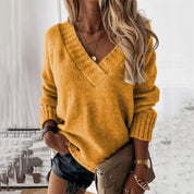 Pull Ava femme oversize — col V élégant & maille douce