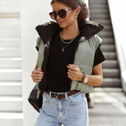 Bodywarmer Kayla réversible courte col montant – Style double face chaud