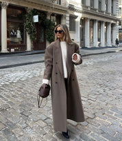Manteau oversize femme à double boutonnage – Long revers statement pour automne