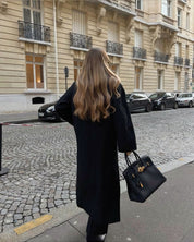 Manteau oversize femme à double boutonnage – Long revers statement pour automne