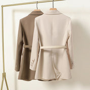 Blazer long femme – veste élégante avec ceinture pour silhouette féminine
