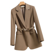 Blazer long femme – veste élégante avec ceinture pour silhouette féminine