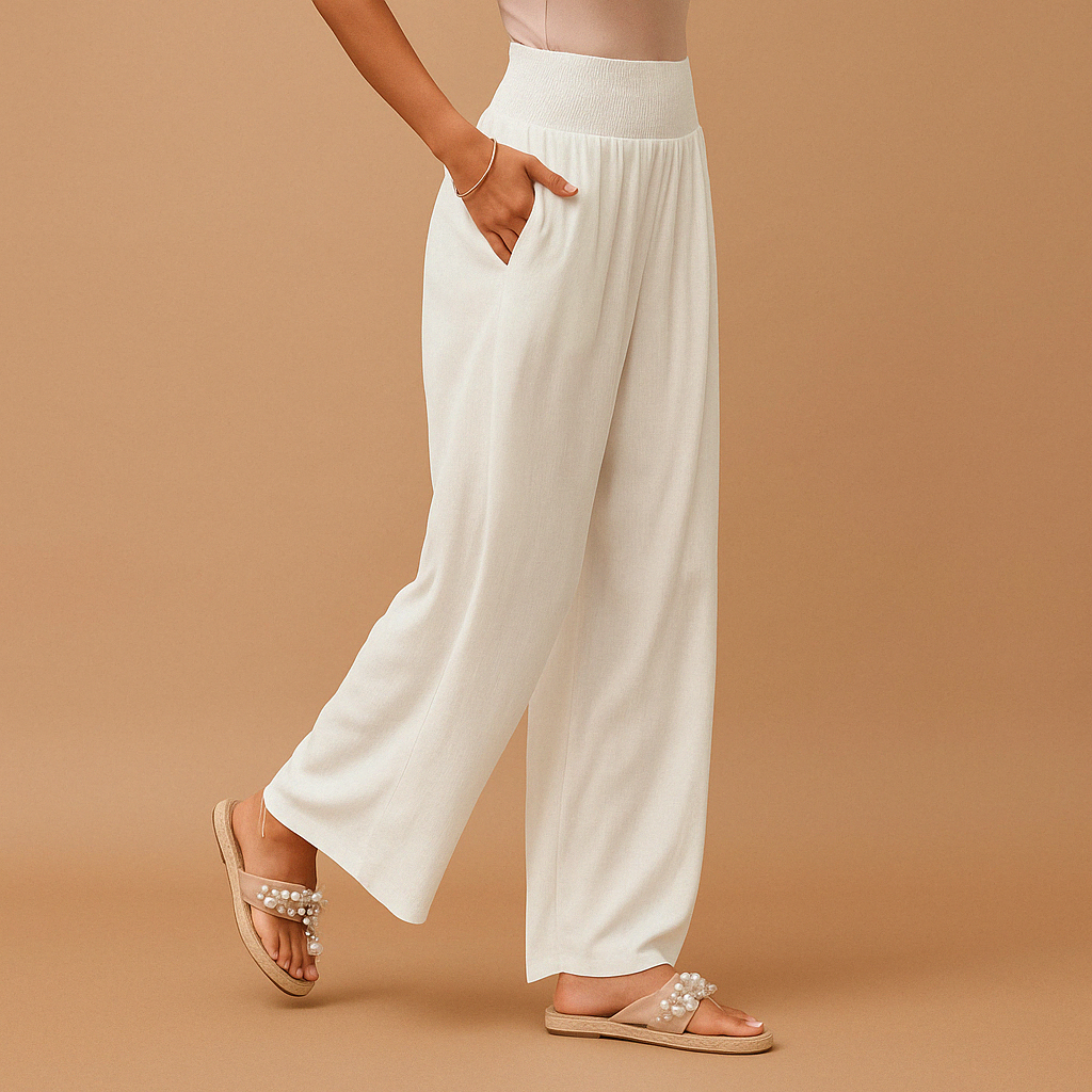 Pantalon Loïs femme – coupe droite été légère & taille élastique