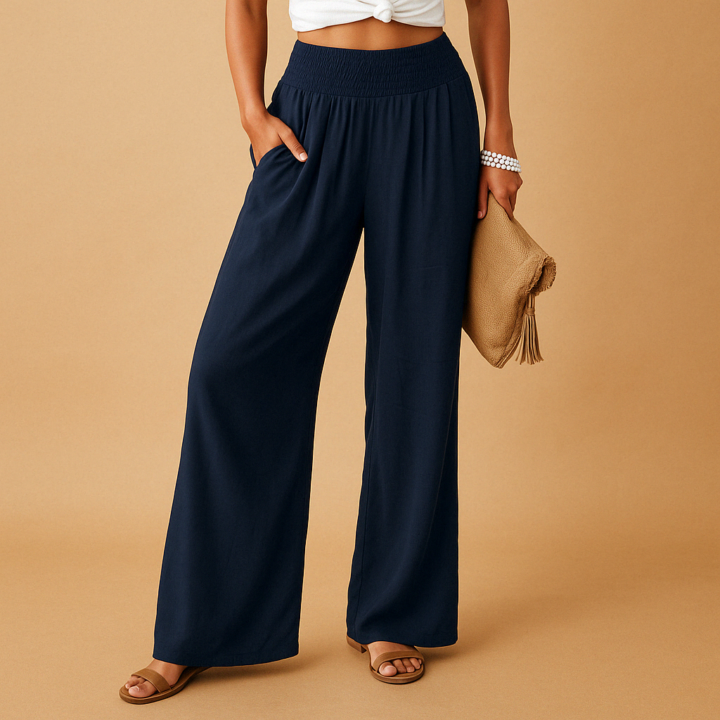 Pantalon Loïs femme – coupe droite été légère & taille élastique