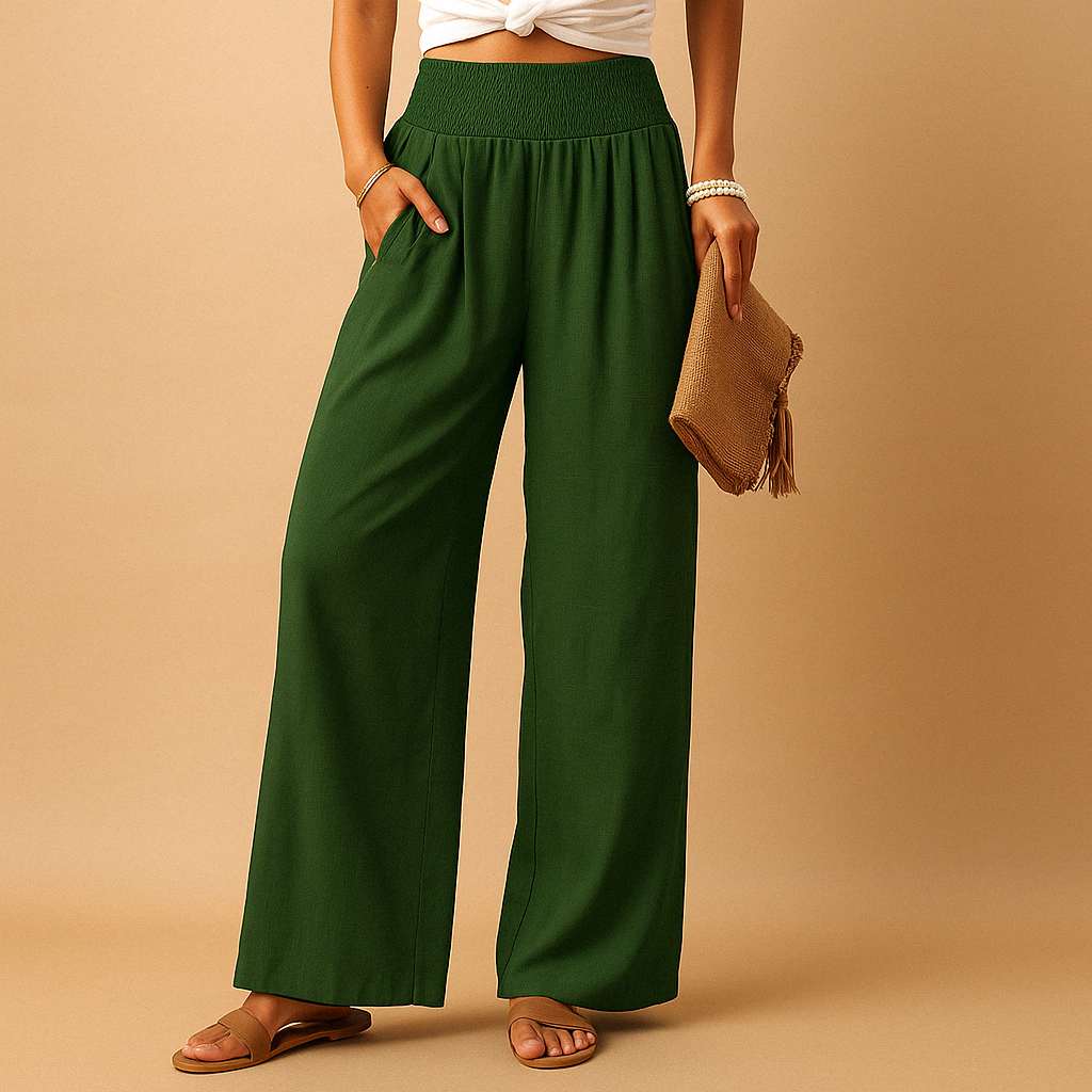 Pantalon Loïs femme – coupe droite été légère & taille élastique