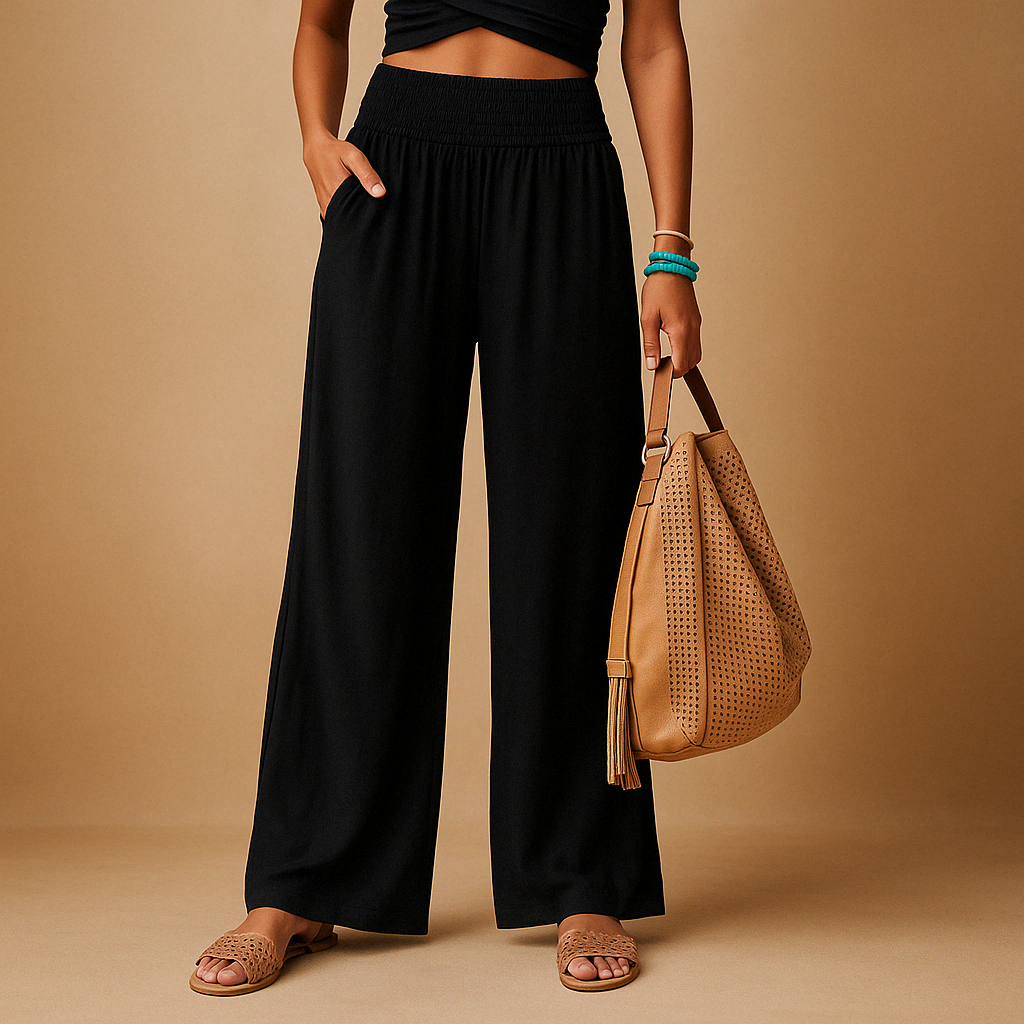 Pantalon Loïs femme – coupe droite été légère & taille élastique