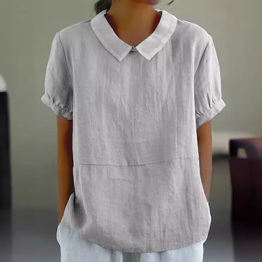 Noa blouse femme en lin léger | Top oversize d’été à manches courtes | Chemise aérée chic