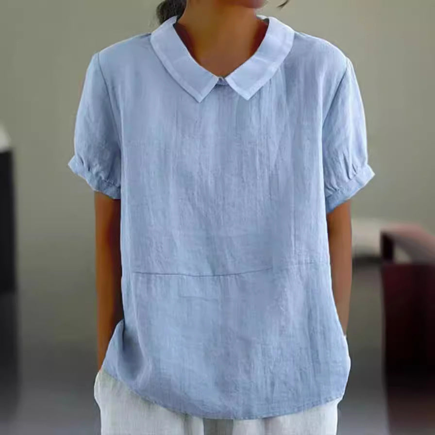 Noa blouse femme en lin léger | Top oversize d’été à manches courtes | Chemise aérée chic