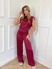 Combinaison femme CATHARINA – effet satin, dos nu & jambes larges
